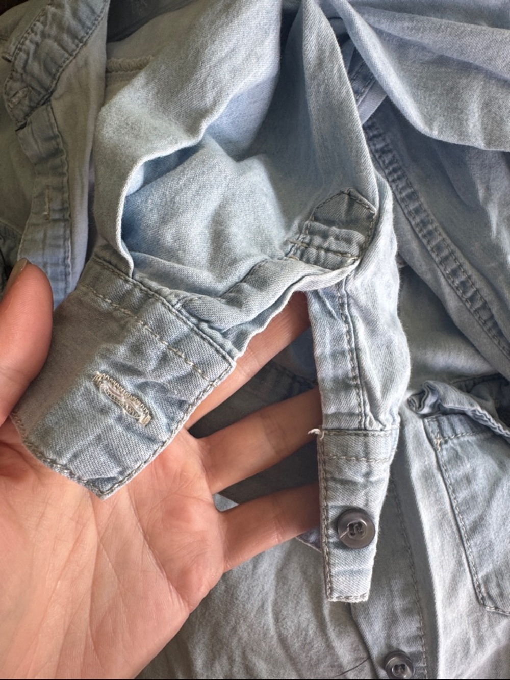 Light Blue Chambray Denim Shirt - Casual Button-Up - Picture 7 of 7